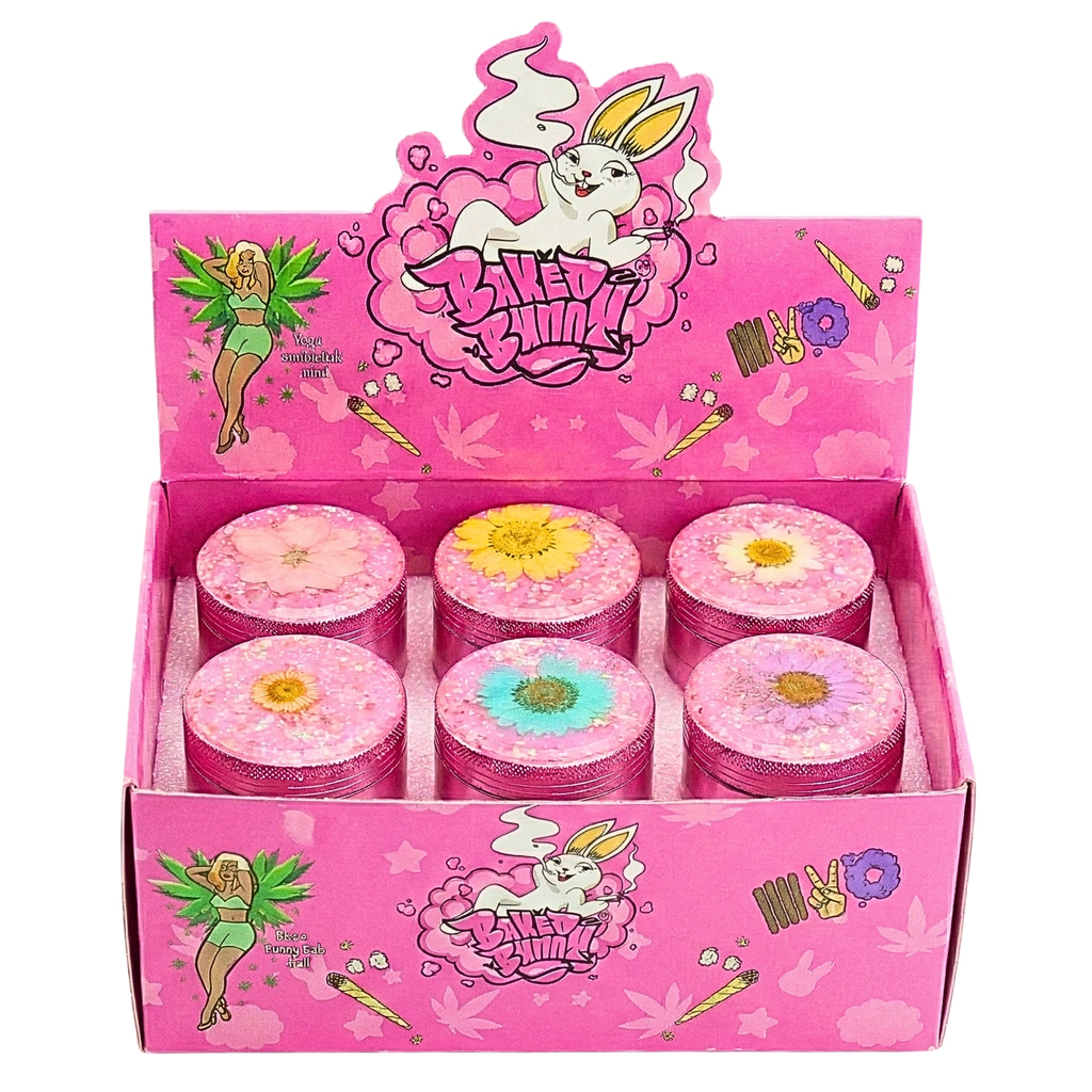 Metal Grinder Rolling Club Baked Bunny 2.5" 4-Piece Grinder Box of 12