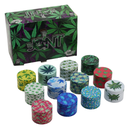 Metal Grinder Rolling Club Leaf Pattern 2" 4-Piece Grinder Box of 12