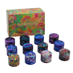 Metal Grinder Rolling Club Puff Puff Pass Pattern 2" 4-Piece Grinder Box of 12