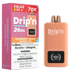 *ON* Disposable Vape Drip'n Envi 70K Raspberry Peach Mango Ice Box of 5