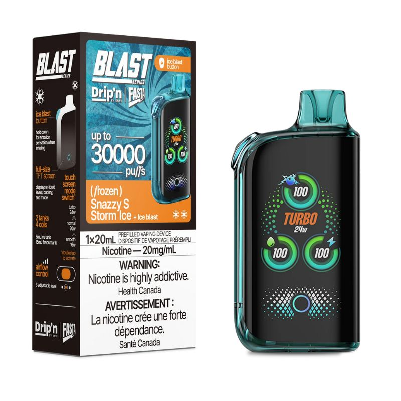 *ON* Disposable Vape Drip'n Envi Fasta Blast 30K Snazzy S Storm Ice Box of 5