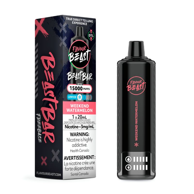 *ON* Disposable Vape Flavour Beast Beast Bar 15K Disposable Weekend Watermelon Low  Ice Box of 6