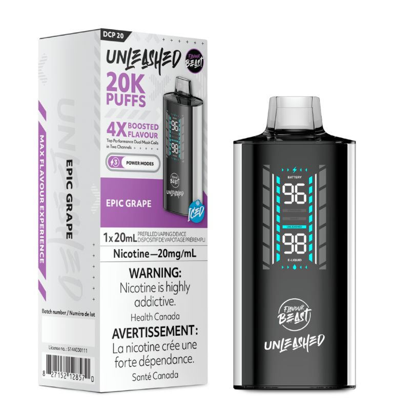*ON* Disposable Vape Flavour Beast Unleashed DCP 20K Epic Grape Box of 5
