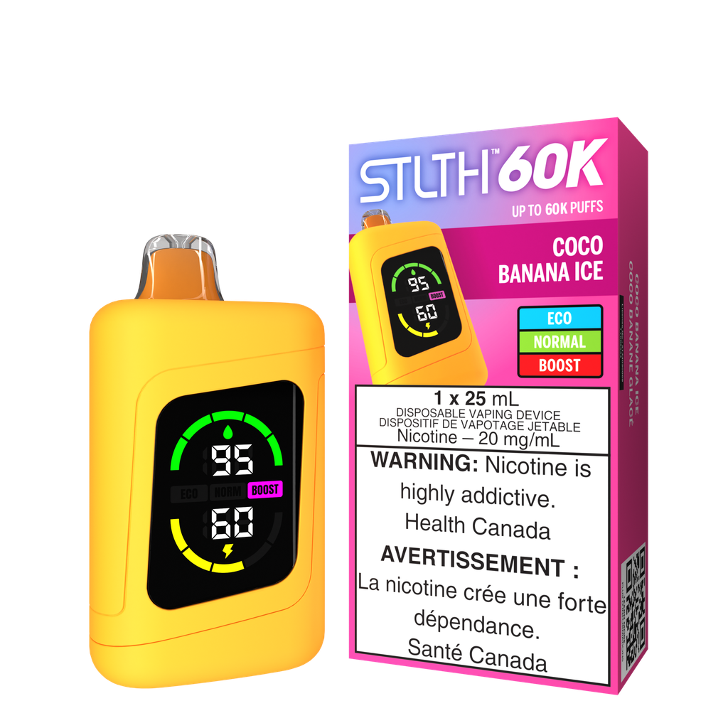 *ON* Disposable Vape STLTH 60K Coco Banana Ice Box of 4