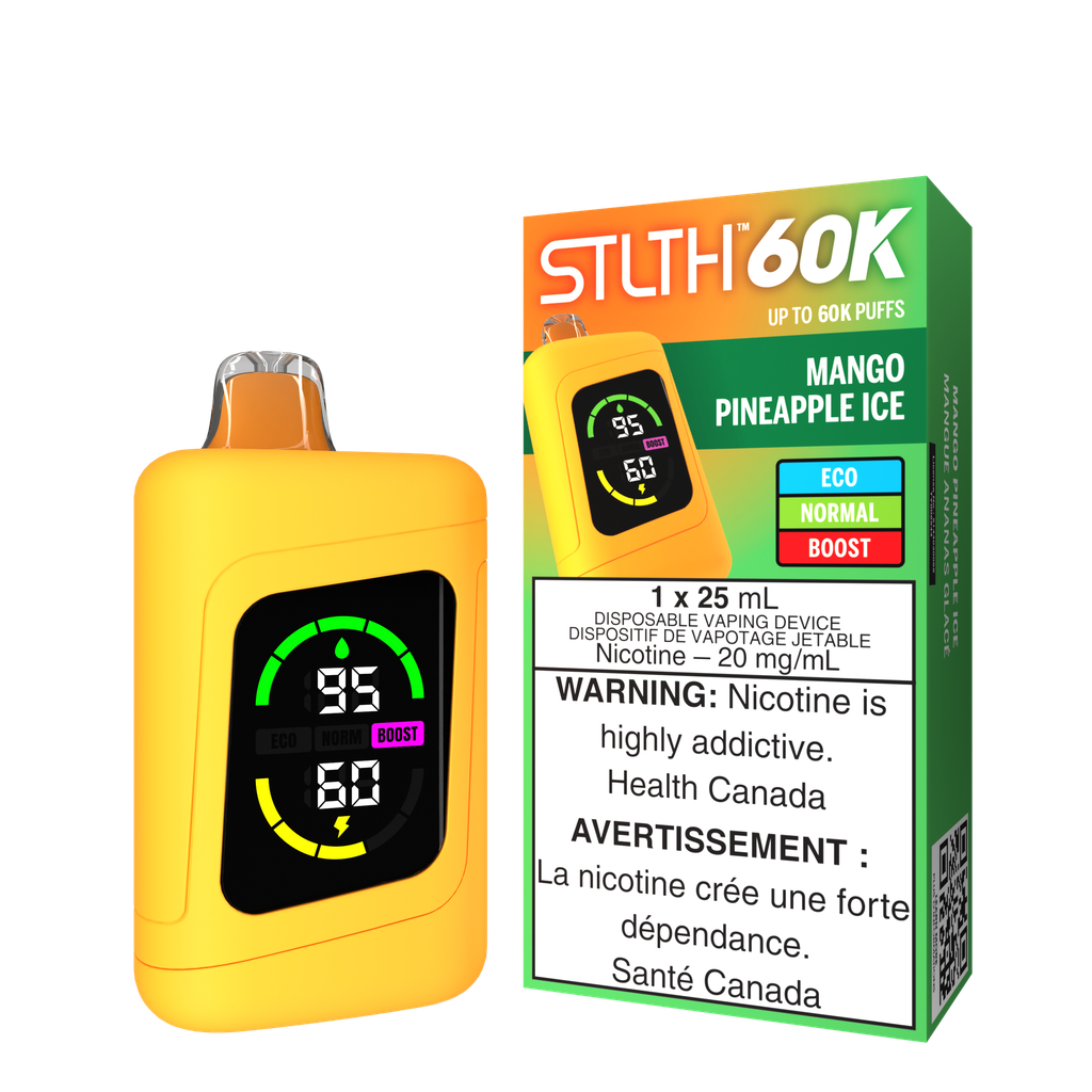 *ON* Disposable Vape STLTH 60K Mango Pineapple Ice Box of 4