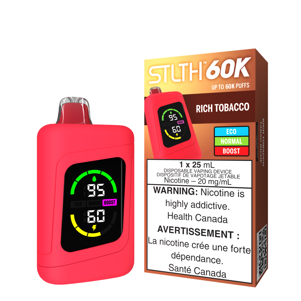 *ON* Disposable Vape STLTH 60K Rich Tobacco Box of 4