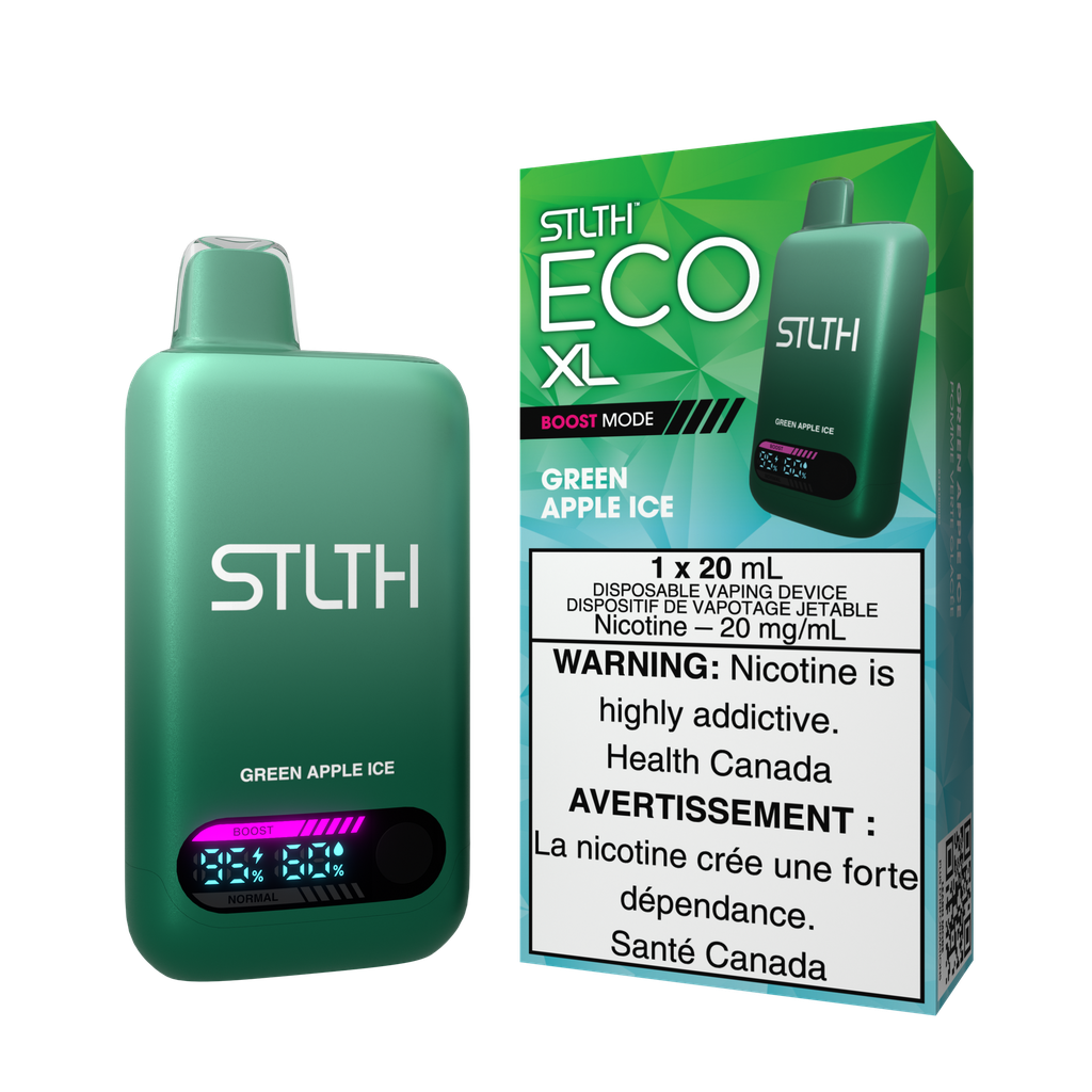 *ON* Disposable Vape STLTH Eco XL Green Apple Ice Box of 5