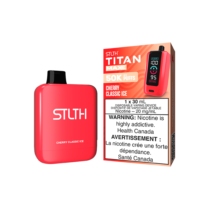 *ON* Disposable Vape STLTH Titan Max 50K Cherry Classic Ice Box of 4