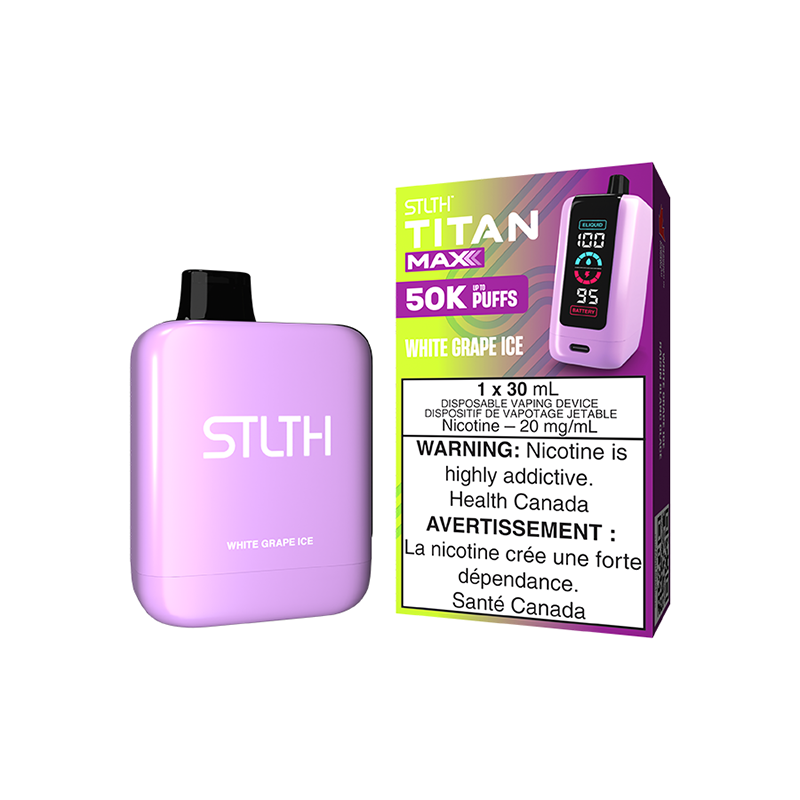 *ON* Disposable Vape STLTH Titan Max 50K White Grape Ice Box of 4