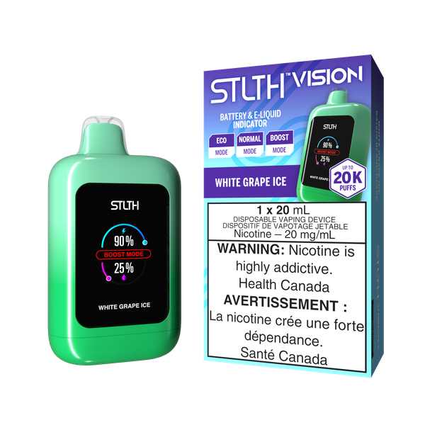 *ON* Disposable Vape STLTH Vision White Grape Ice Box of 4