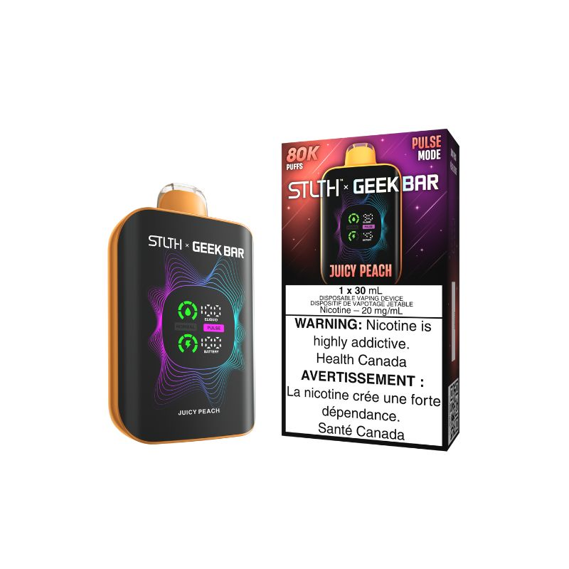 *ON* Disposable Vape STLTH X Geek Bar 80K Pulse Juicy Peach Box of 4