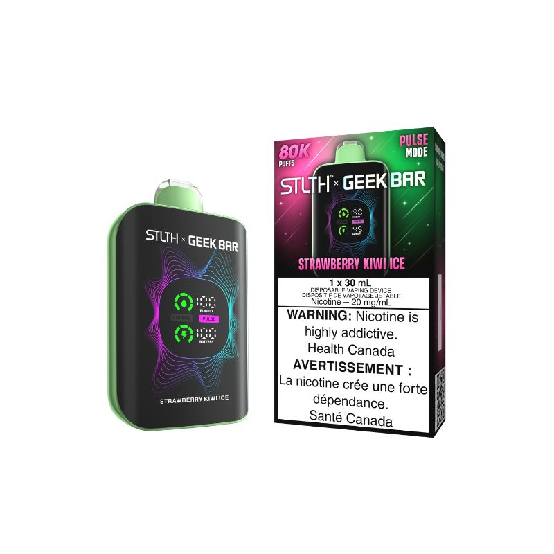 *ON* Disposable Vape STLTH X Geek Bar 80K Pulse Strawberry Kiwi Ice Box of 4