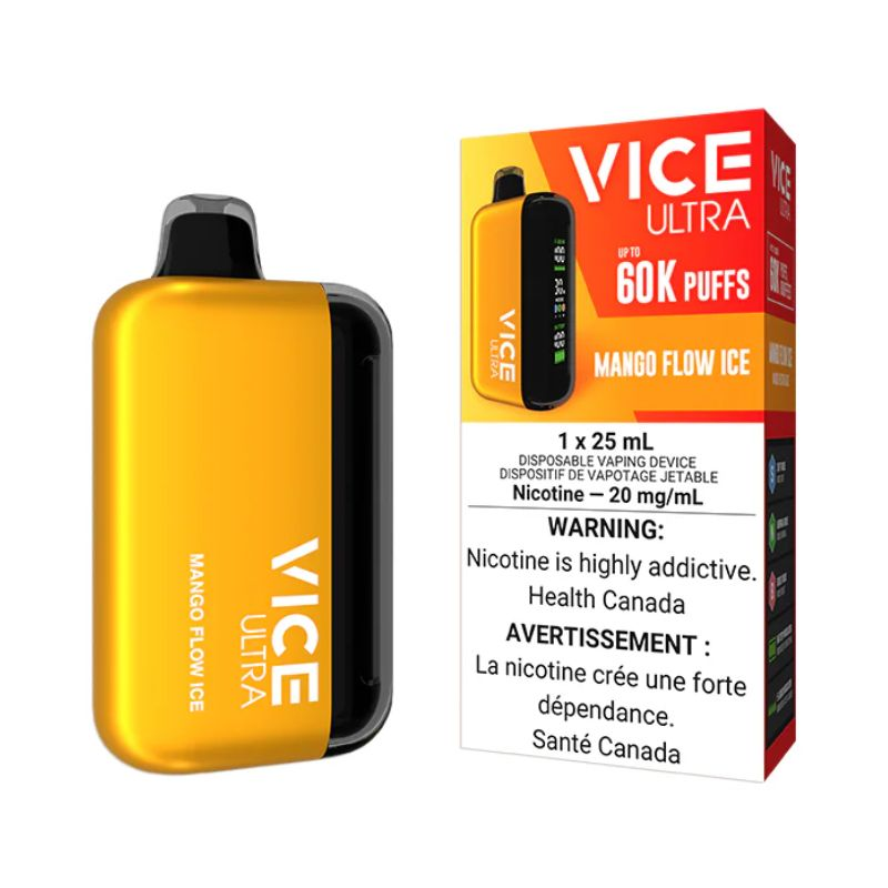 *ON* Disposable Vape Vice Ultra 60K Mango Flow Ice Box of 4