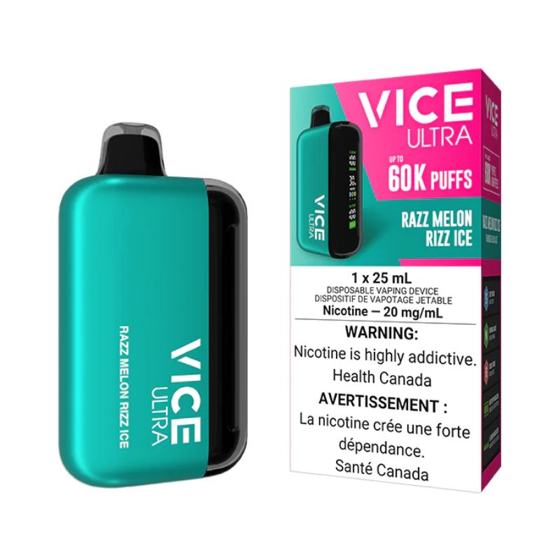 *ON* Disposable Vape Vice Ultra 60K Razz Melon Rizz Ice Box of 4