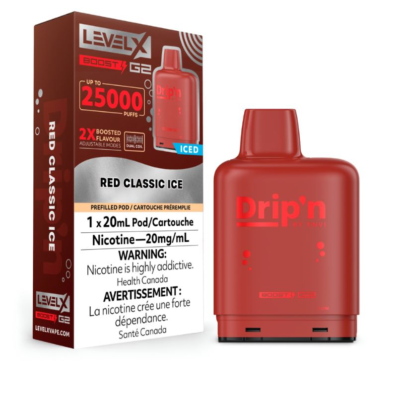 *ON* Nicotine Pod Drip'n Level X Boost G2 Red Classic Box of 6