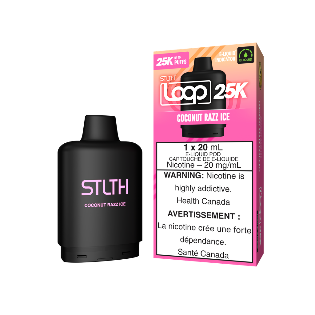 *ON* Nicotine Pod STLTH LOOP 25K Coconut Razz Ice Box of 5