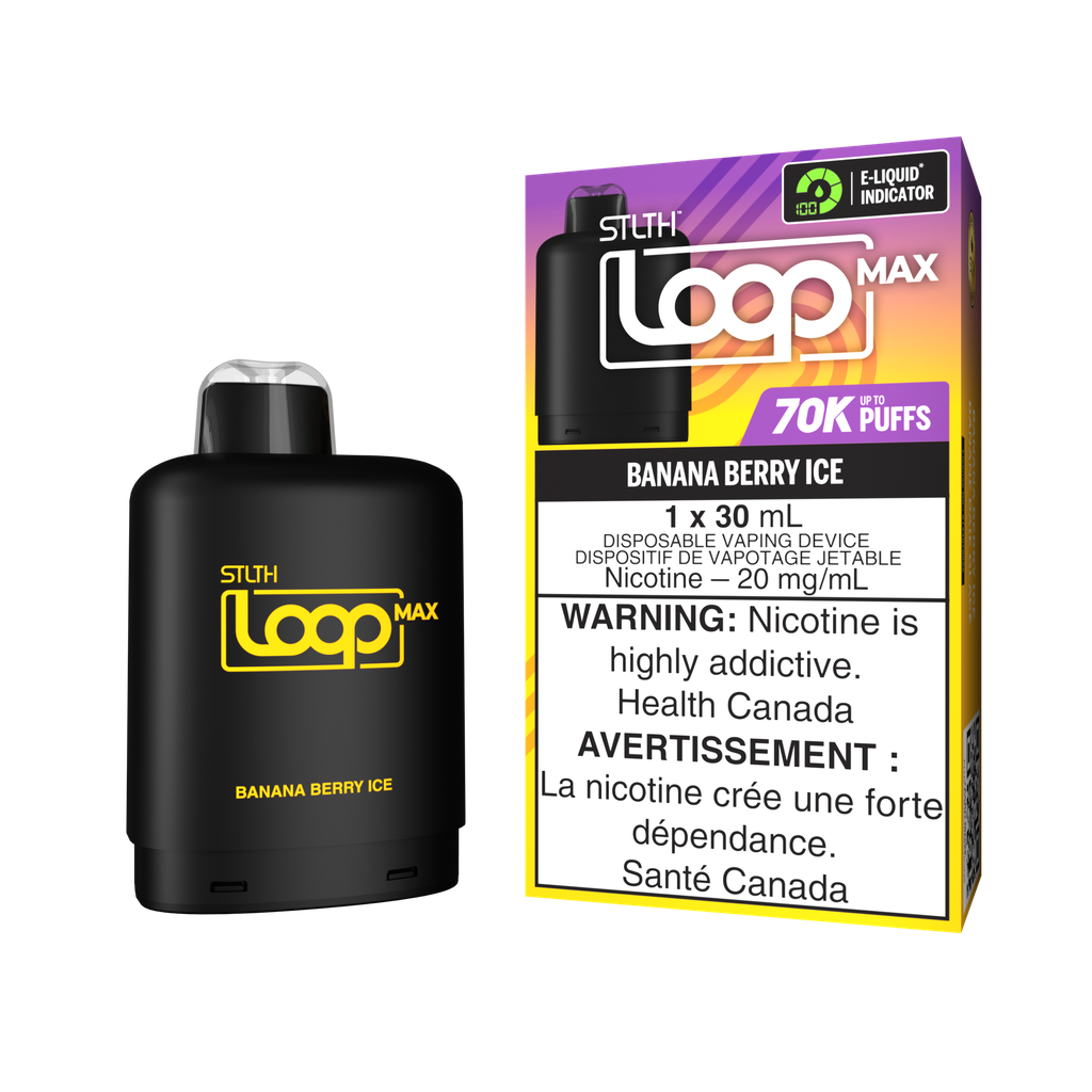 *ON* Nicotine Pod STLTH LOOP MAX Banana Berry Ice Box of 4