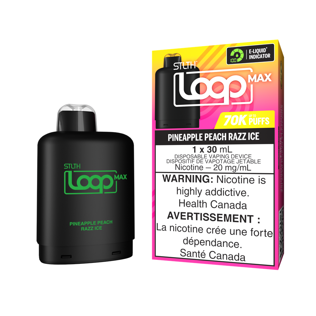 *ON* Nicotine Pod STLTH LOOP MAX Pineapple Peach Razz Ice Box of 4