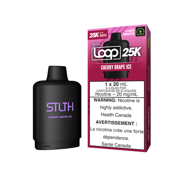 *ON* Nicotine Pod STLTH Loop 25k Cherry Grape Ice Box of 5