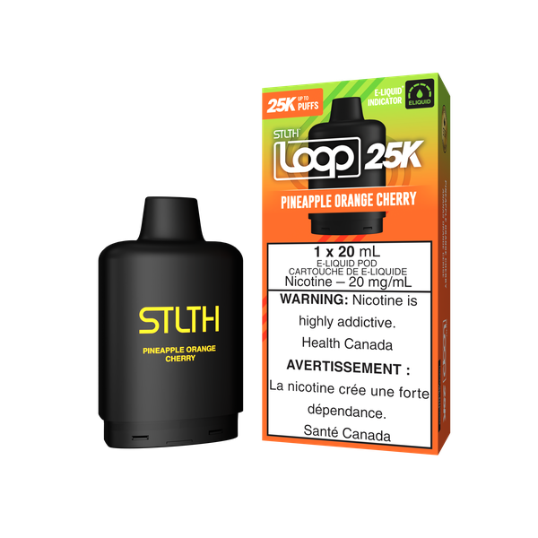 *ON* Nicotine Pod STLTH Loop 25k Pineapple Orange Cherry Box of 5
