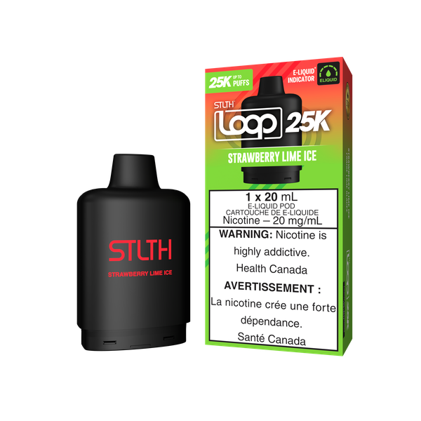 *ON* Nicotine Pod STLTH Loop 25k Strawberry Lime Ice Box of 5