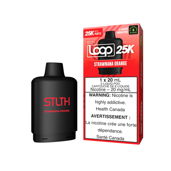 *ON* Nicotine Pod STLTH Loop 25k Strawnana Orange Box of 5