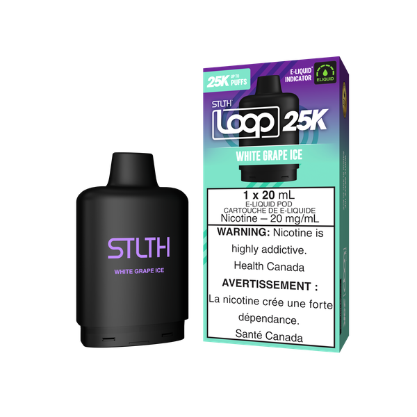*ON* Nicotine Pod STLTH Loop 25k White Grape Ice Box of 5