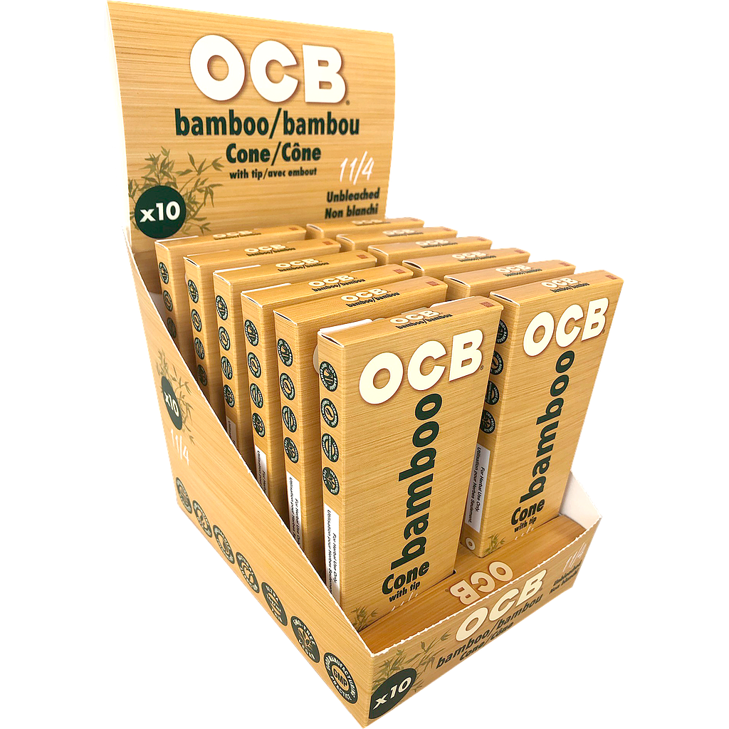 Rolling Papers OCB Bamboo Cones 1.25 - 10 Pack - Box of 12