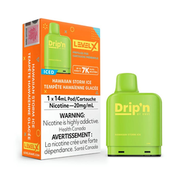 *FED* Disposable Vape Level X Drip'n Pod Hawaiian Storm Ice 14ml Box of 6