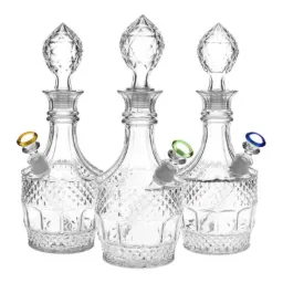 Glass Bong Vintage Decanter Style w/ Cap - 8.5" 14mm F Colors Vary Liquor