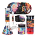 Glass Bong Pulsar Design Series Beaker Water Pipe Smokers Kit - 7.75" Starry Camp