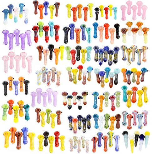 Glass Pipe Assorted Styles 4" Box of 5