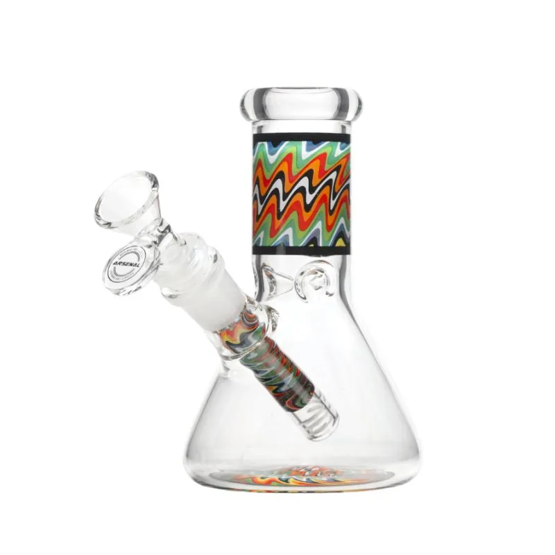 Glass Bong 6" 5mm Arsenal Trippy Wave (Design 1)