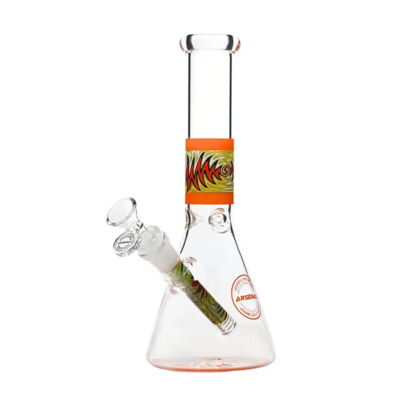Glass Bong 10" 5mm Arsenal Blaze Swirl (Orange)