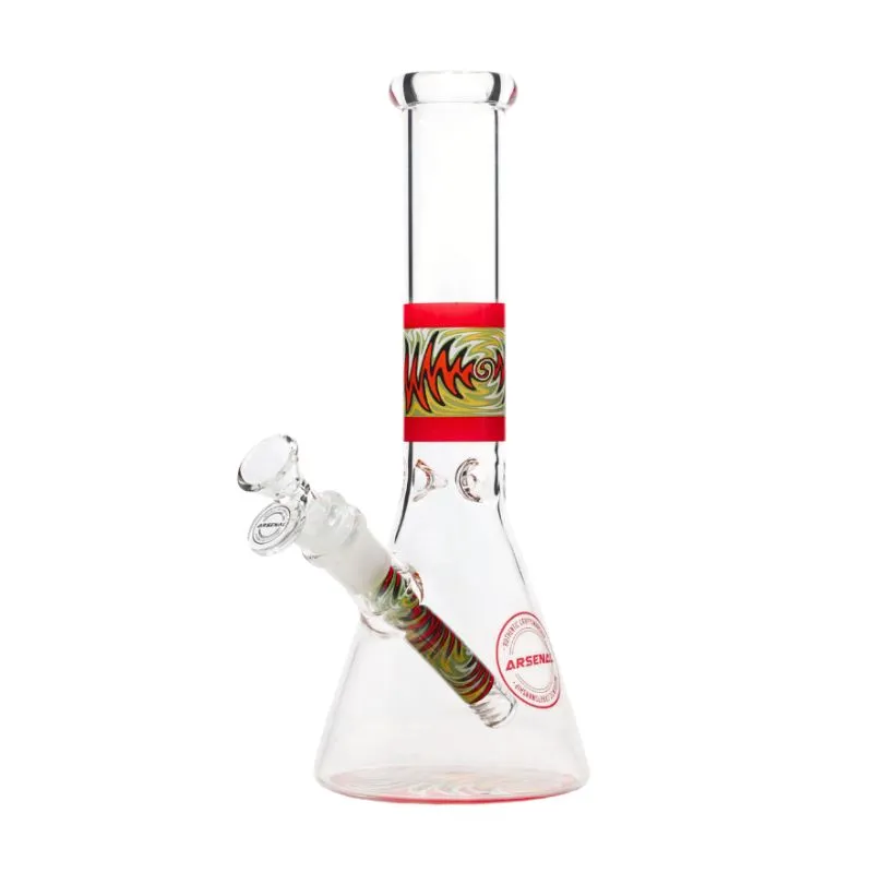 Glass Bong 10" 5mm Arsenal Blaze Swirl (Red)
