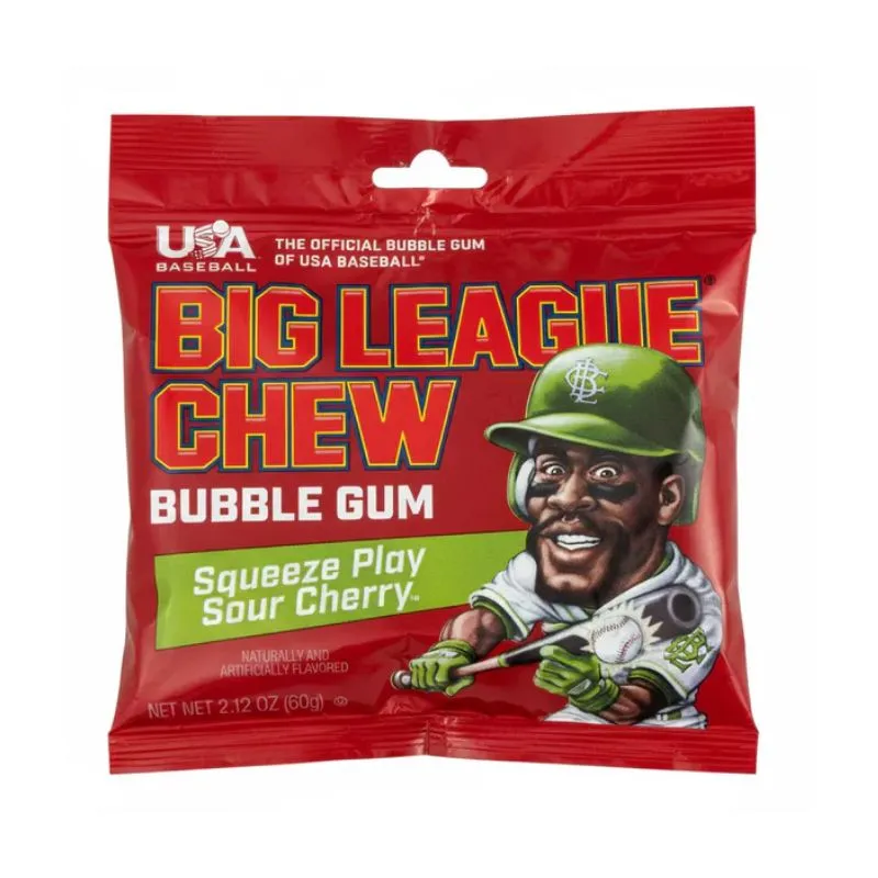 Snacks Big League Chew Sour Cherry Pouch 2.12oz Box of 12