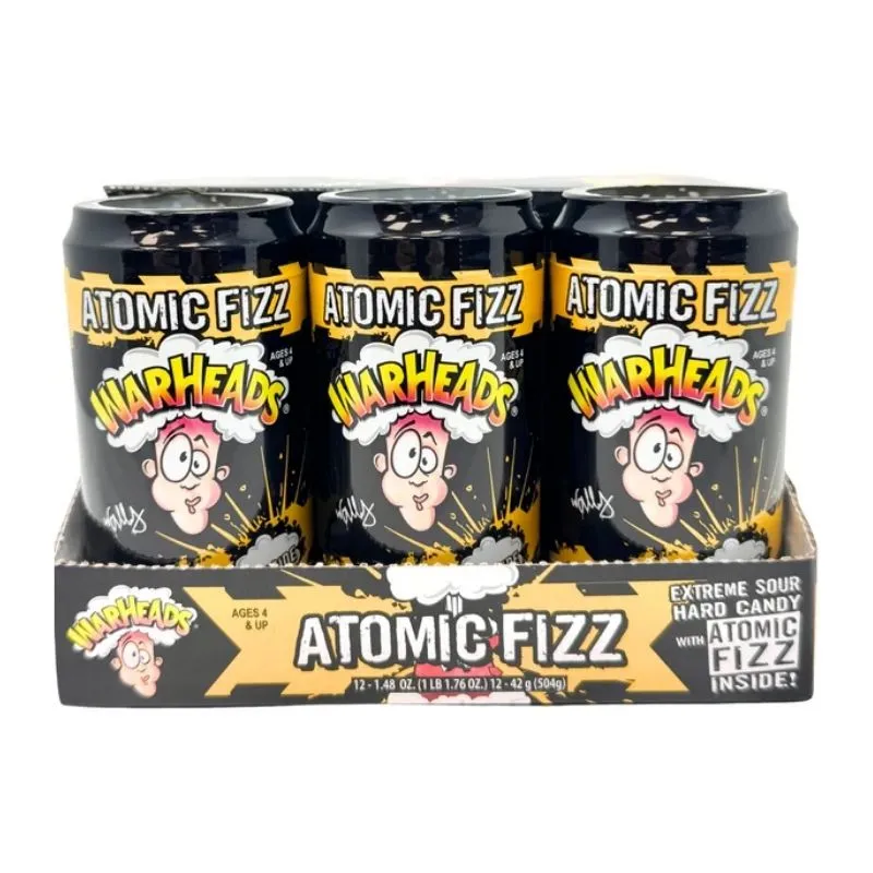 Snacks Warheads Atomic Fizz in Canister 1.48oz Box of 12