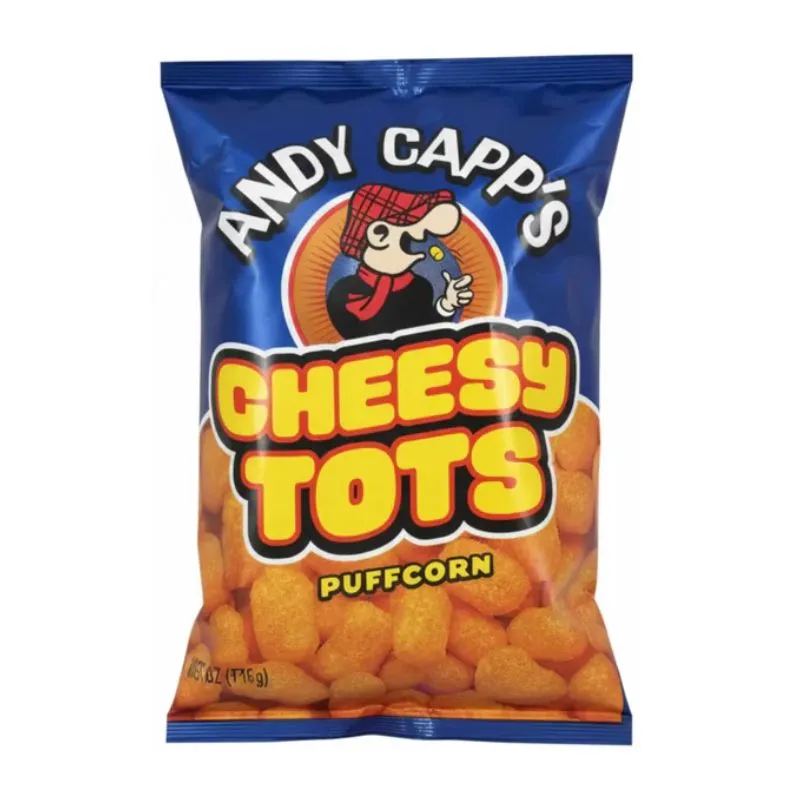 Snacks Andy Capp's Cheesy Tots Puffcorn 1.5oz Box of 12