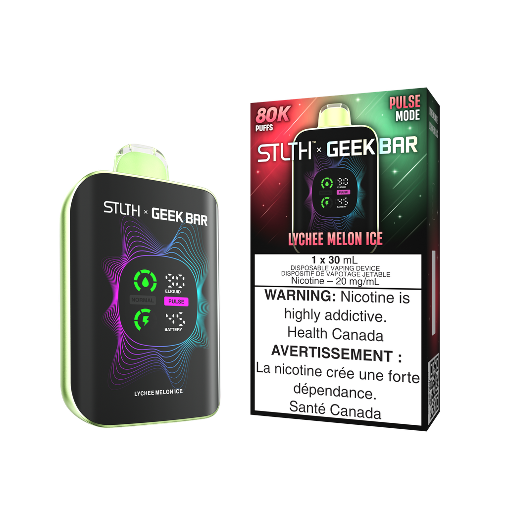 *MB* Disposable Vape STLTH X Geek Bar 80K Lychee Melon Ice Box of 4