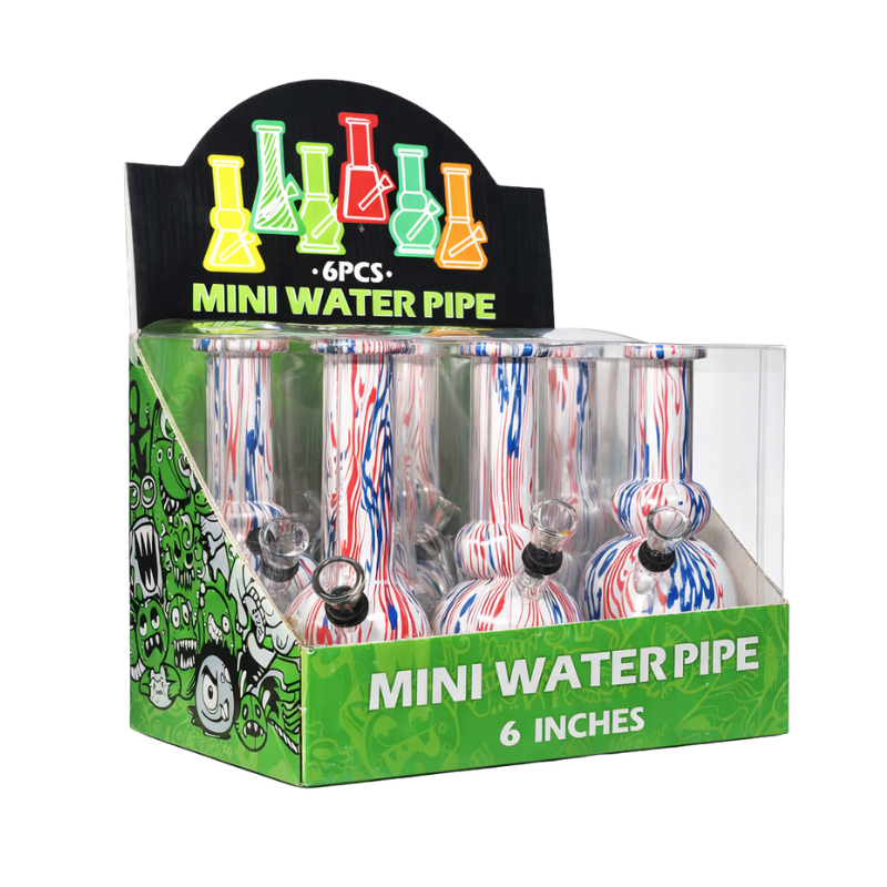 Glass Bong Arsenal Swirl Waves 6" Box of 6