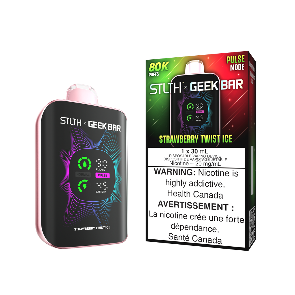 *FED* Disposable Vape STLTH X Geek Bar 80K Strawberry Twist Ice Box of 4