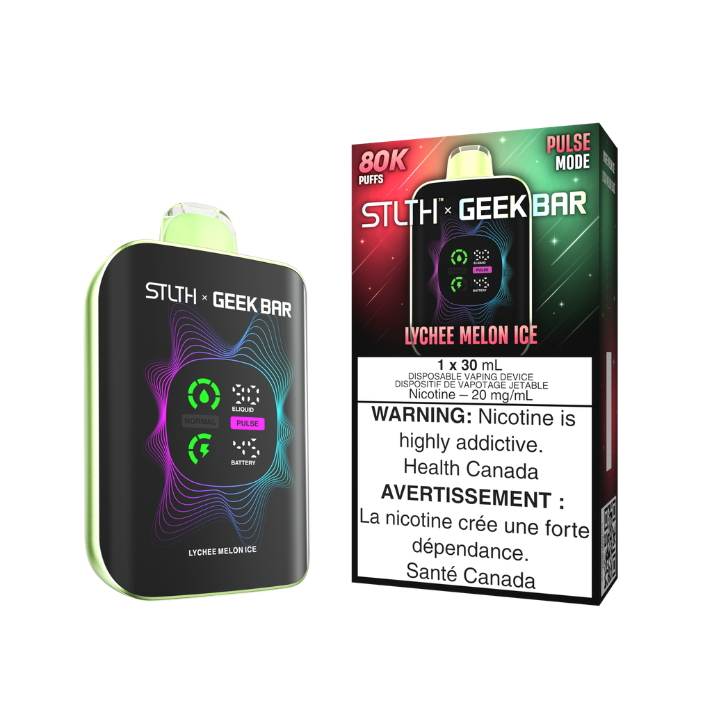 *FED* Disposable Vape STLTH X Geek Bar 80K Lychee Melon Ice Box of 4