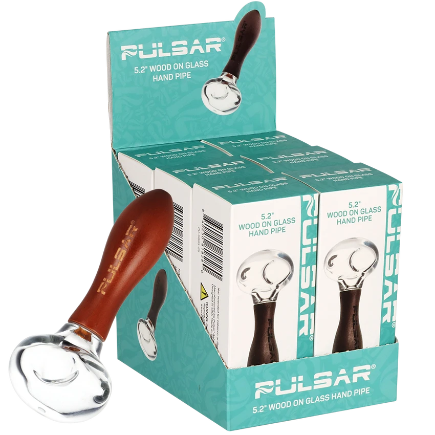 Glass Pipe Pulsar Wood on Glass 5.2" Box of 6