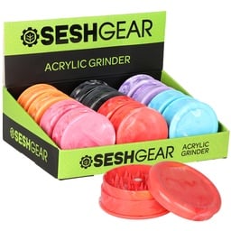 Acrylic Grinder SeshGear Marbled - 2pc 2.4" Assorted Colors Box of 12
