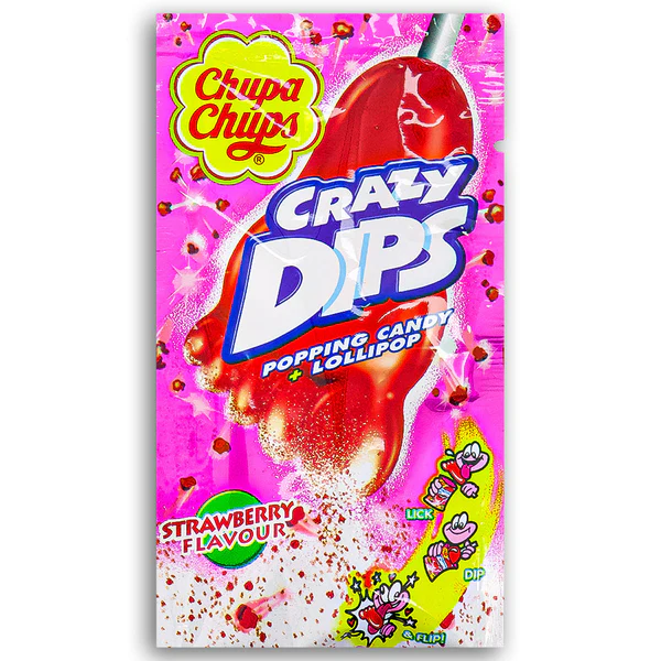 Snacks Chupa Chups Dips Strawberry Lollipops 14g Box of 24