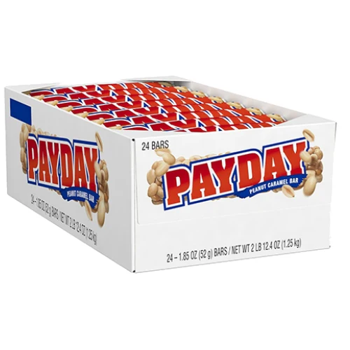 Snacks Payday Peanut Caramel Candy Bars 1.85 OZ (52 g) Box of 24