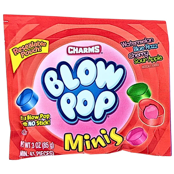 Snacks Charms Blow Pop Minis Pouch 85g Box of 12