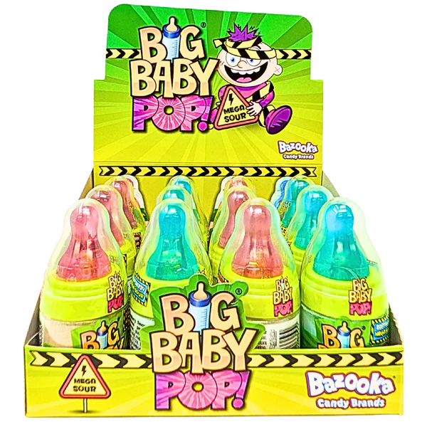 Snacks Bazooka Big Baby Pop Mega Sour 32g (UK) Box of 12