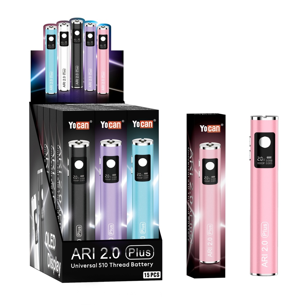 510 Battery Yocan  Ari 2.0 Plus Assorted Colors Box of 15