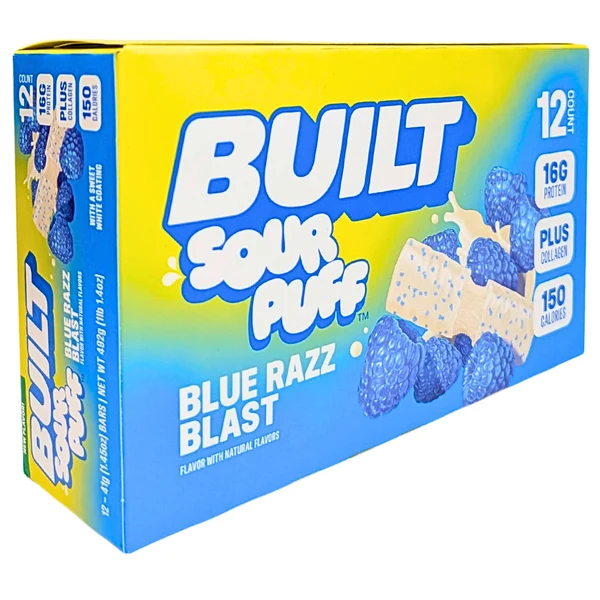 Snacks Built Sour Puff Blue Razz Blast 41g Box of 12
